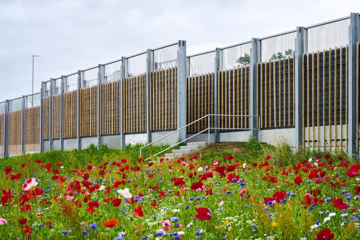 DAV NORDIC støjskærm med lydpaneler i Kregme og Meløse